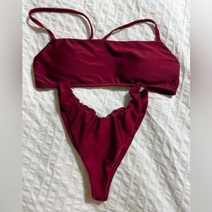 Burgundy cheeky bikini